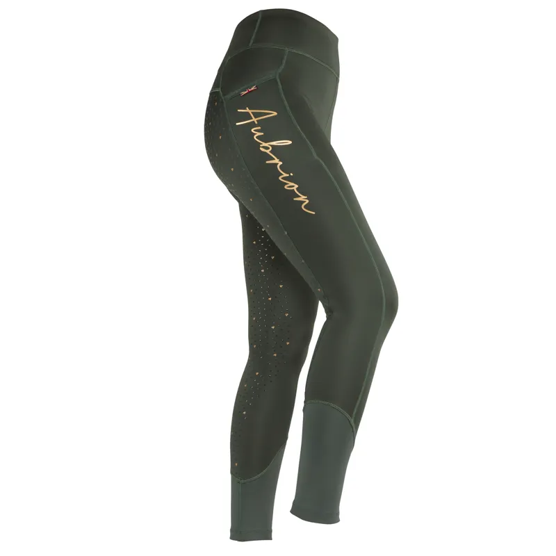 Aubrion Team Shield Riding Tights in Khaki