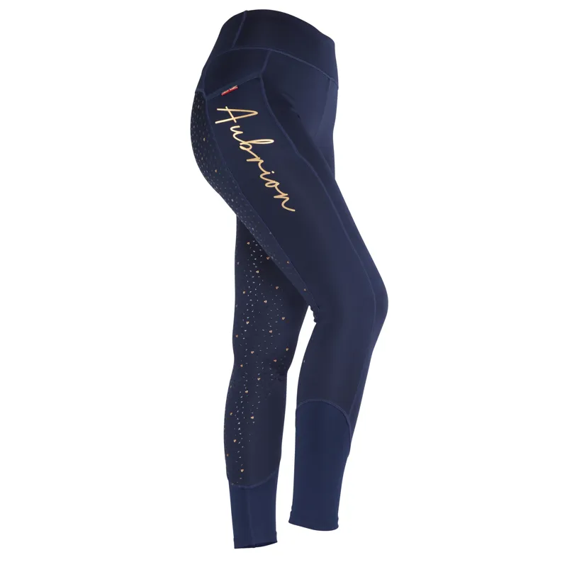 Aubrion Team Shield Riding Tights in Navy Blue
