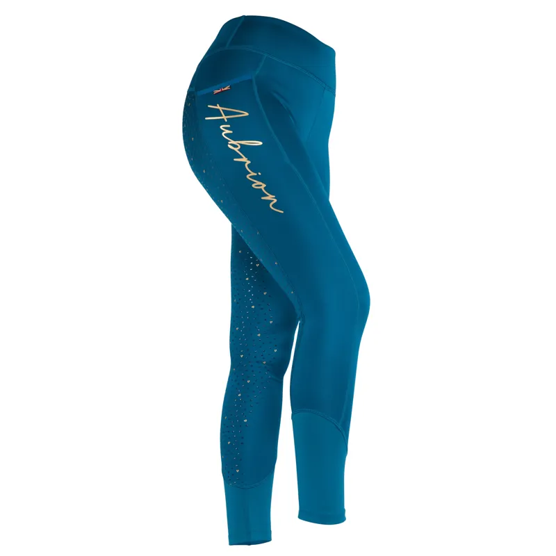 Aubrion Team Shield Riding Tights in Teal